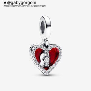Pandora Red Heart & Keyhole Double Dangle Charm